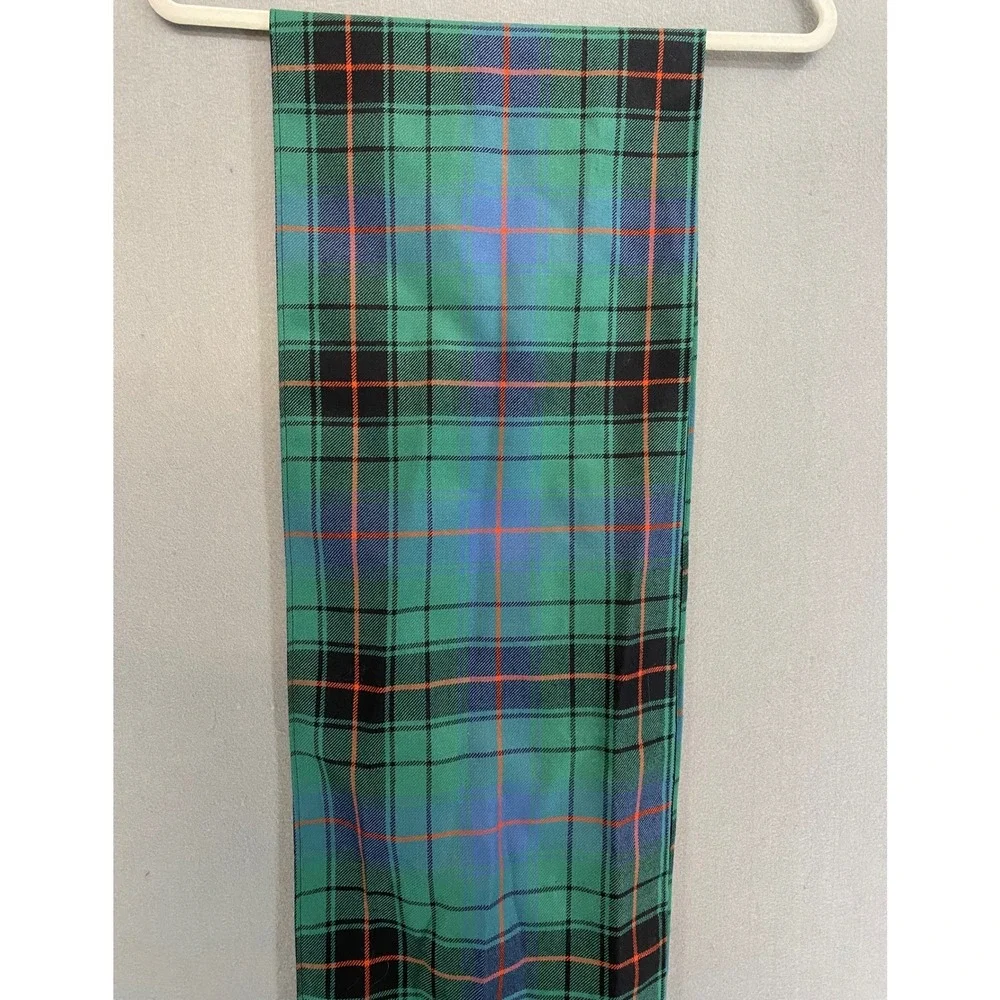 Lochcarron Scotland Scarf Green Blue Orange Tartan Plaid 100% Pure Wool Fringe
